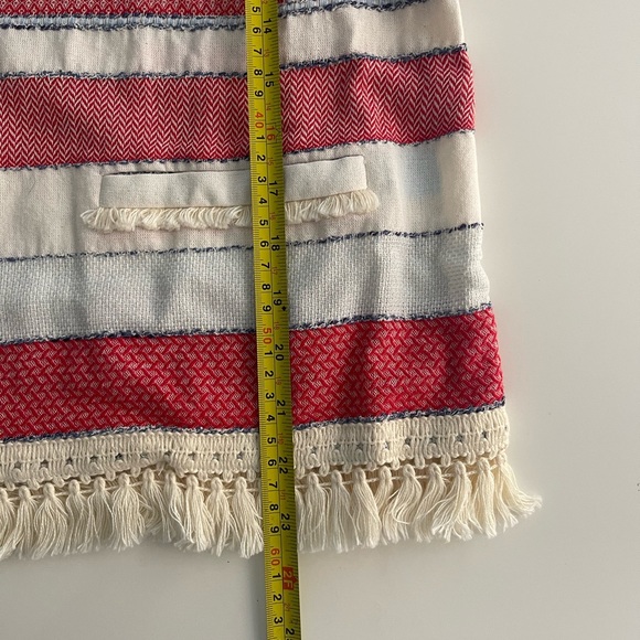 J. McLaughlin Fringe Striped Cotton Blend Cropped Jacket - Women’s Size M - Picture 10 of 10